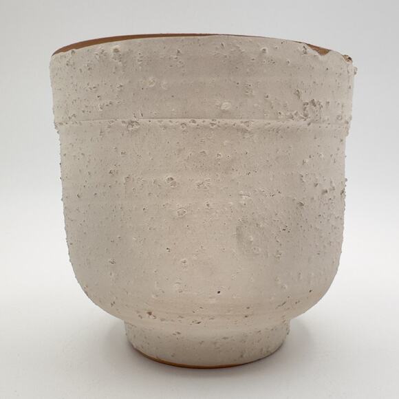 Florence Italy Vintage Mod White Footed Planter Flower Pot Contrasting Finish - Picture 10 of 13